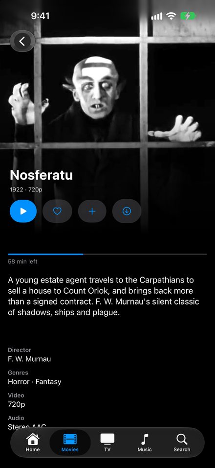 A film's page on iPhone